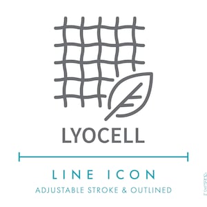 Lyocell-Faser-Materiallinie Symbol SVG, minimalistische natürliche recycelte Textilsymbol PNG, Pflanzenstoffzusammensetzung Garnkategorie Vektorsymbol
