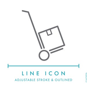 Delivery Cart Shipping Line Icon SVG, Minimalist Heavy Package Delivery Icon PNG, Registry Tracking Logistics Logo Symbol Vector Icon