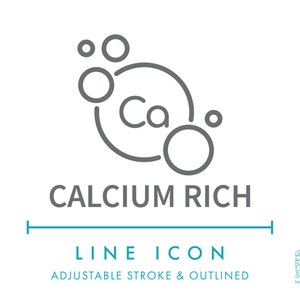 Icône de ligne riche en calcium SVG, symbole minimaliste d'aliments nutritionnels riches en calcium PNG, logo vectoriel d'ingrédients d'étiquette nutritionnelle de boisson riche en calcium