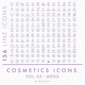 Cosmetics Packaging Symbols Vol. 05 MEGA PACK Line Icons Set SVG, Minimalist Beauty Product Icon Bundle png, Skincare Vector Symbols Set
