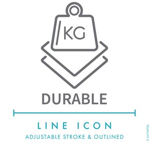 Icono de línea de material textil duradero (SVG), tejido minimalista resistente y fuerte (PNG), símbolo vectorial de tejido con propiedades de material duradero