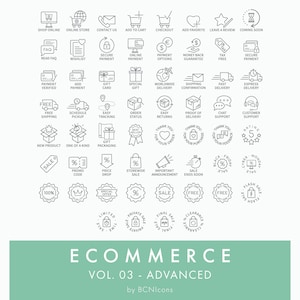 Ecommerce Symbols Vol. 03 Advanced Icon Pack SVG, Minimalist Online Shop Website Line Icon Bundle png, Online Store Business Vector Symbols
