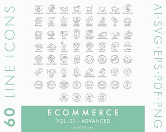 Ecommerce Symbols Vol. 03 Advanced Icon Pack SVG, Minimalist Online Shop Website Line Icon Bundle png, Online Store Business Vector Symbols