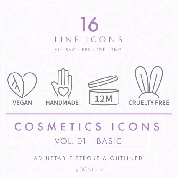 BASIC PACK: Cosmetics Packaging Symbols Vol. 01 Line Icon Vector SVG, Minimalist Beauty Product Icon Bundle, Skincare Outline Icon png