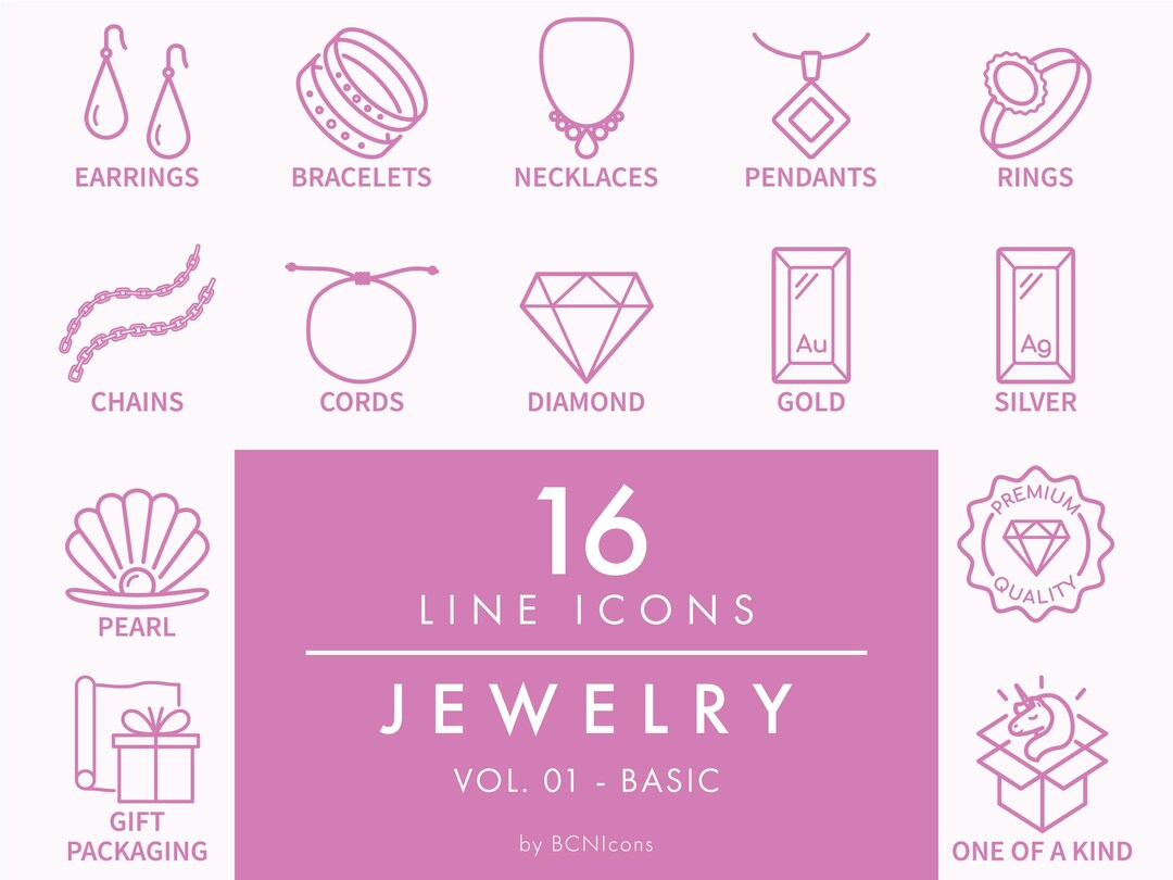 BASIC PACK: Jewelry Line Icons Vol. 01 Svg, Minimalist Jewellery ...