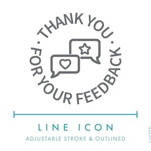 Gracias por su insignia de comentarios Icono de línea de comercio electrónico SVG, Tienda en línea minimalista Gracias por revisar el icono PNG, Icono del sitio web de calificación de la tienda