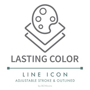 Icono de línea de material textil de color duradero SVG, logotipo de tela de ropa de color duradero PNG, símbolo de propiedades de material de color sin decoloración