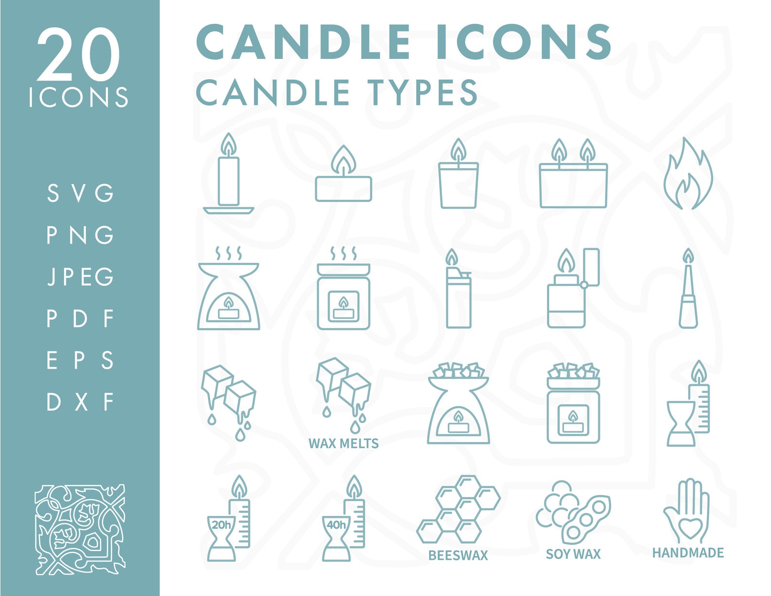 Candle Types Symbols Outline Icon Set SVG Minimalist Candle Etsy