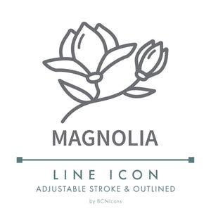 Magnolia Flower Fragrance Candle Making Line Icon SVG, Floral Scent Wax Melts Logo, Magnolia Perfume Cosmetics Vector Symbol