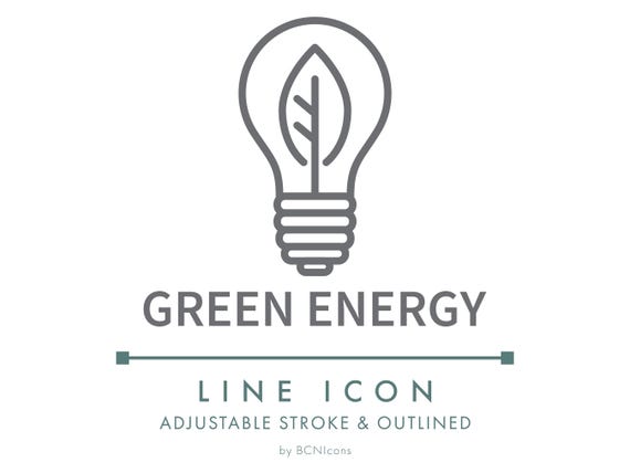 Green Energy Eco Friendly Line Icon SVG, Ecological Energy Logo PNG, Sustainable Renewable Energy Business Production Vector Symbol
