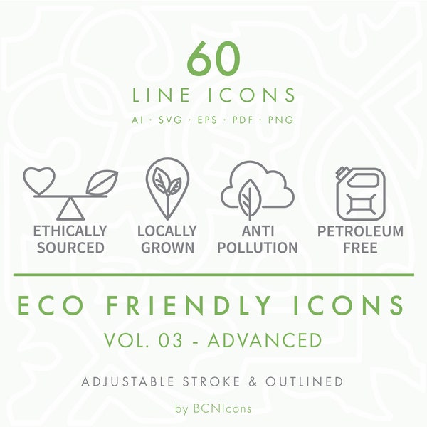 ADVANCED PACK: Eco Friendly Line Icons Set Vol. 03 SVG, Minimalistische Nachhaltige Verpackung Clip Art png, Naturprodukt Symbole Vektor