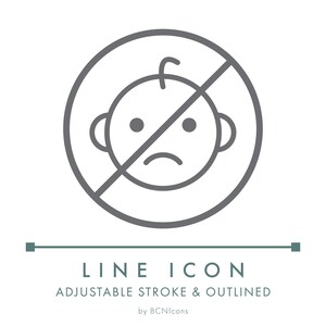 Keep Away from Children Line Icon SVG, Minimalist Safety Warning Product Packaging Logo PNG, Hazard Danger Handmade Product Vector Symbol
