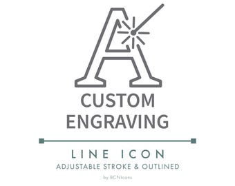 Custom Engraving Line Icon SVG, Minimalist Made to Order Personalized Handmade Product Business Logo PNG, Customized Product Vector Symbol
