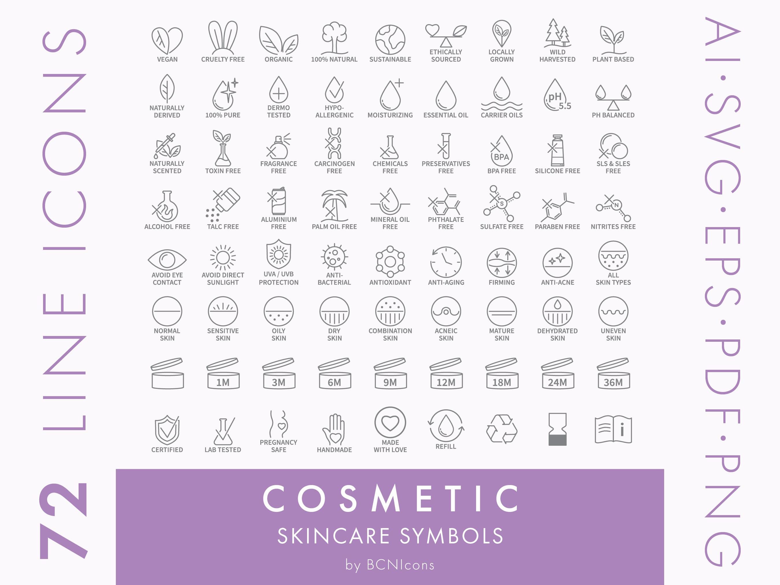 SKINCARE PACK: Beauty Product Line Icons Pack SVG, Minimalist Cosmetics ...