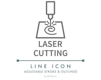Laser Cutting Line Icon SVG, Minimalist Made to Order Personalized Handmade Product Business Icon PNG, Customized Product Symbol Vector