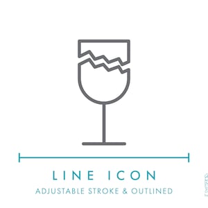 Fragile Shipping Line Icon SVG, Minimalist Packaging Label Symbol Icon PNG, Handle with Care Package Logistics Logo Symbol Vector Icon