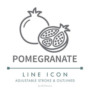 Pomegranate Fragrance Line Icon SVG, Pomegranate Fruit Flavor Food Clipart PNG, Pomegranate Scent Perfume Candle and Cosmetics Vector Symbol