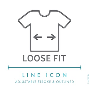 Loose Fit kleding lijn icoon SVG, minimalistisch Comfort Loose Cut T-Shirt kleding textiel symbool PNG, Comfort Fit kleding Fashion Vector symbool