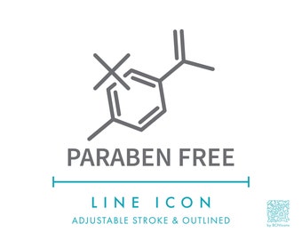 Paraben Free Line Icon SVG, Minimalist Natural Cosmetics Packaging Icon PNG, Organic Haircare Plant Based Shampoo Product Symbol Vector