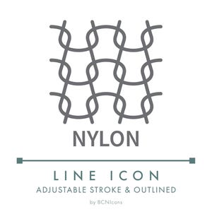 Nylon Fiber Material Line Icon SVG, Minimalist Synthetic Thread Textile Logo PNG, Fabric Composition Yarn Type Category Vector Symbol