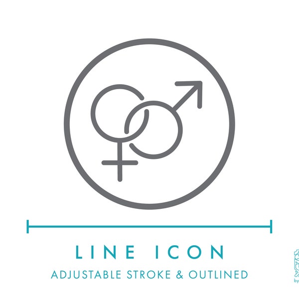 Unisex Product Category Line Icon SVG, Minimalist Male Female Gender Symbols Business Packaging Clipart, Universal Product Symbol Vector