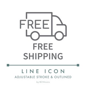 Icono de línea de envío de comercio electrónico con envío gratuito SVG, icono minimalista de entrega gratuita PNG, símbolo vectorial de logística de cumplimiento de transporte