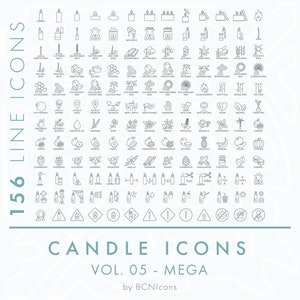 Candle Making Symbols Vol. 05 Mega Pack Line Icons SVG, Minimalist Candle Packaging Clip Art Bundle png, Wax Tart Melts Vector Icon Set