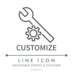 Personalizza l'icona della linea di prodotti digitali SVG, modifica online, cambia colore, dimensione, simbolo PNG, modello di download digitale, editor di siti Web, logo vettoriale