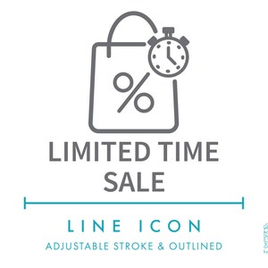 Tijdelijke verkoop e-commerce lijn pictogram SVG, minimalistische winkel beperkte promotie pictogram png, Flash-korting verkoop online winkel logo symbool vector