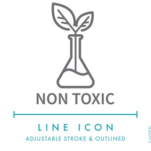 Niet-giftig lijnpictogram SVG, gifvrij milieuvriendelijk natuurvoeding en cosmetica verpakkingspictogram png, biologisch product symbool vectorpictogram