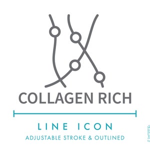 Icône de ligne riche en collagène SVG, icône de symbole de nourriture de nutrition à haute teneur en protéines minimaliste PNG, icône de vecteur d'ingrédients nutritionnels de boisson de collagène