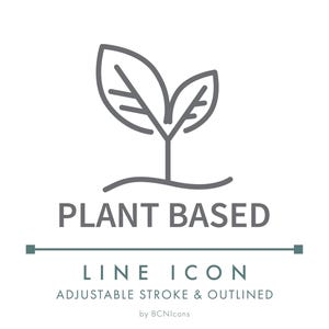 Plant Based Line Icon SVG, Minimalist Natural Food & Cosmetics Packaging Logo PNG, Organic Ingredients Product Vector Symbol