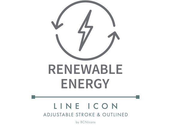 Renewable Energy Eco Friendly Line Icon SVG, Ecological Energy Logo PNG, Sustainable Green Energy Business Production Vector Symbol