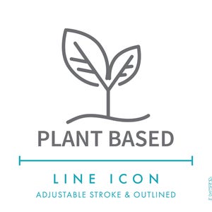 Icona di linea a base vegetale in formato SVG, icona di imballaggio minimalista per alimenti e cosmetici naturali in formato PNG, icona vettoriale del simbolo del prodotto con ingredienti biologici