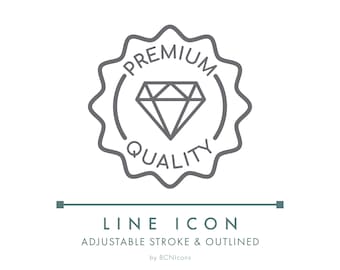 Premium Quality Badge Ecommerce Line Icon SVG, Minimalist Product Quality Logo PNG, Highest Quality Online Store Vector Symbol