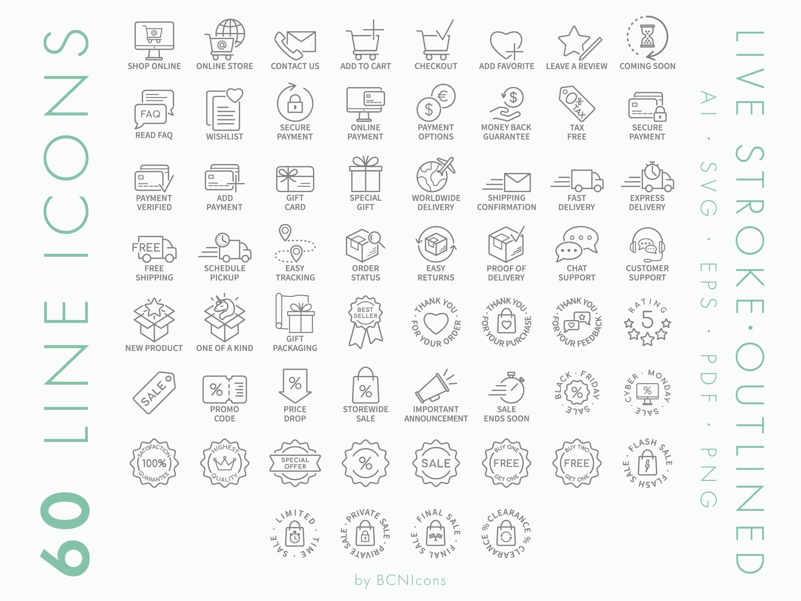 Line Icon Bundle Ecommerce Symbols Vol. 03 Advanced Icon Pack SVG, Minimalist Online ...
