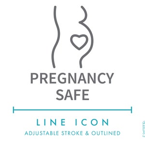 Icono de línea segura para el embarazo SVG, icono de logotipo de envase de seguridad de cosméticos minimalista PNG, símbolo de advertencia de embarazo para productos de belleza naturales