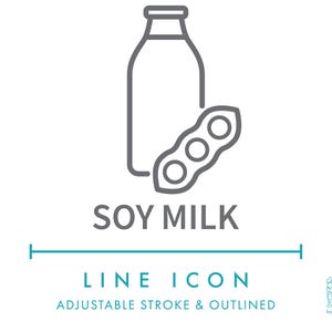 Icône de ligne de lait de soja SVG, icône de symbole d'allergènes alimentaires de lait végétalien sans produits laitiers, vecteur d'ingrédients d'allergie nutritionnelle de types de lait végétal de soja