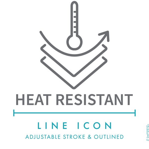 Heat Resistant Textile Material Line Icon SVG, Minimalist High Temperatures Resistant Fabric Feature PNG, Heat Proof Fiber Properties Symbol