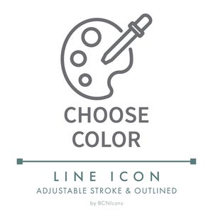 Choose Color Ecommerce Line Icon SVG, Minimalist Color Selection Symbol PNG, Digital Product Color Picker Website Button Vector Logo image 1