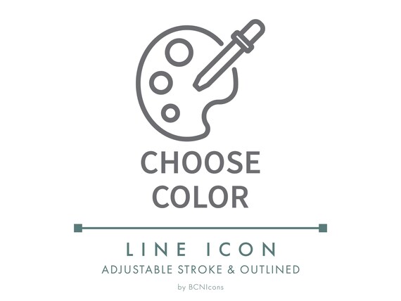 Choose Color Ecommerce Line Icon SVG, Minimalist Color Selection Symbol PNG, Digital Product Color Picker Website Button Vector Logo