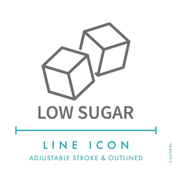 Low Sugar Line Icon SVG, Minimalist Low Calories Natural Diet Food Packaging Icon PNG, No Sugar Organic Healthy Product Vector Symbol