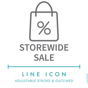 Ícone de linha de e-commerce de venda em toda a loja SVG, ícone de promoção de sacola de loja minimalista PNG, símbolo vetorial de logotipo de loja online com desconto