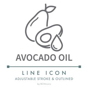 Avocado Oil Line Icon SVG, Plant Oil Natural Food & Cosmetics Packaging Logo PNG, Vegetable Oil Organic Healthy Product Vector Symbol