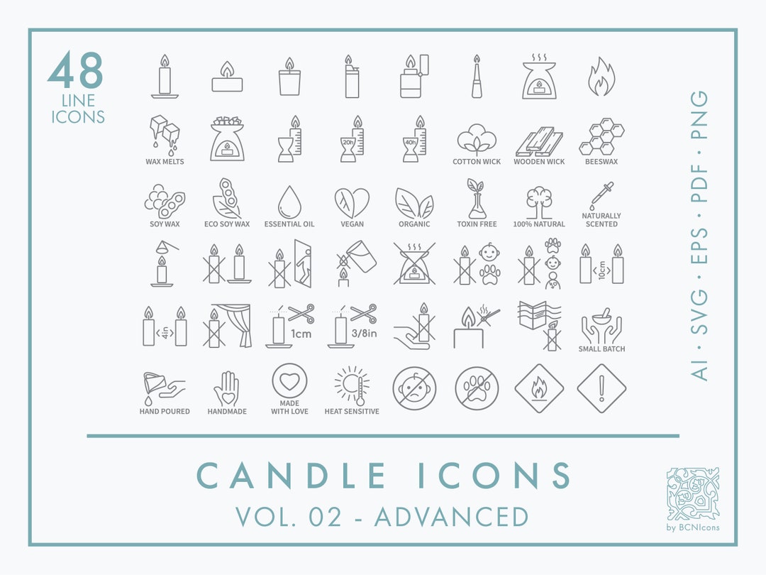 Candle Making Symbols Line Icon Pack Vol. 02 Advanced SVG - Etsy Nederland