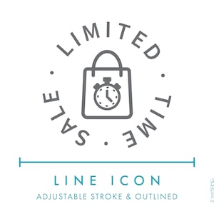 Tijdelijke verkoop badge e-commerce lijn pictogram SVG, minimalistische winkel promotie pictogram PNG, speciale korting verkoop online winkel logo symbool vector