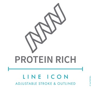 Icône de ligne riche en protéines SVG, icône de symbole de nourriture de nutrition à haute teneur en protéines minimaliste PNG, icône de vecteur d'ingrédients nutritionnels de boisson protéinée