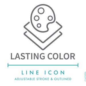 Lasting Color Textile Material Line Icon SVG, Minimalist Durable Color Fabric Feature Clipart, No Fading Colour Material Properties Symbol