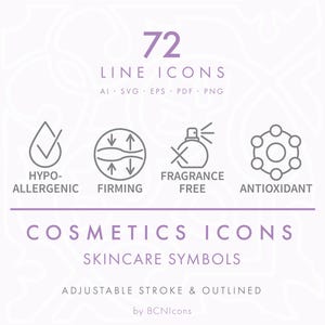 SKINCARE PACK: Beauty Product Line Icons Pack SVG, Minimalist Cosmetics Symbols Clip Art png, Face & Body Product Packaging Vector Icon Set