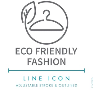 Icône de ligne de vêtements de mode écologique SVG, vêtements durables minimalistes PNG, symbole vectoriel de vêtements de mode lente éthique écologique
